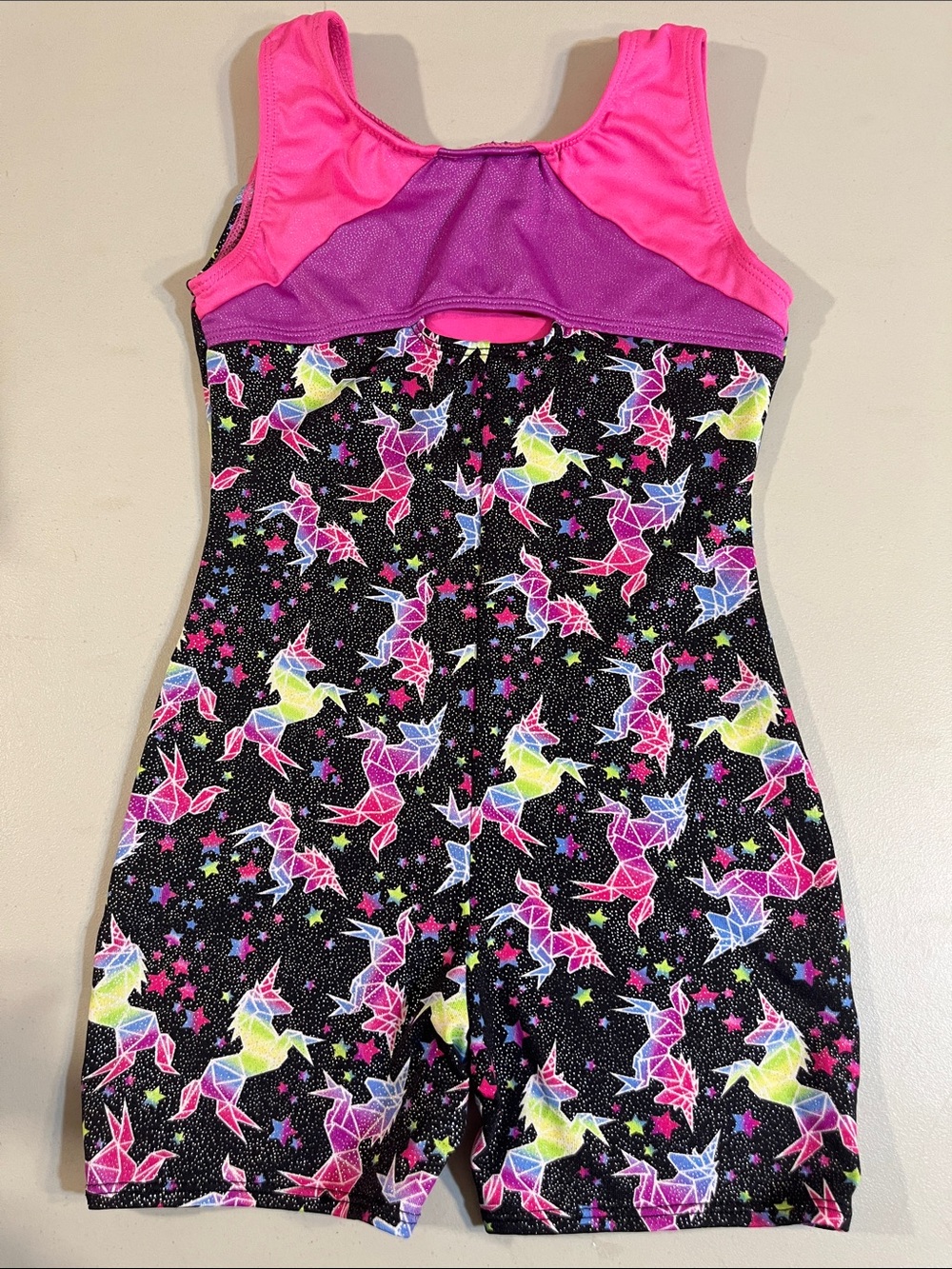 Girls Neon Unicorn Dance Leotard - Pink & Black - Picture 2 of 3